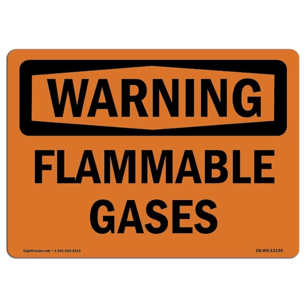 Safety Sign, OSHA WARNING, 3.5" Height, 5" Width, Flammable Gases, Landscape, 10PK